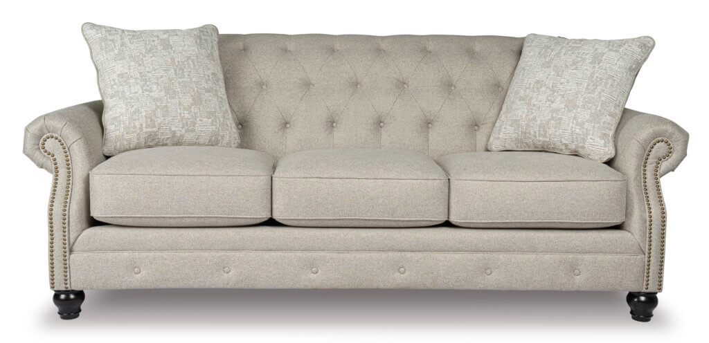 グレージュのクラシックなタフティングソファ
