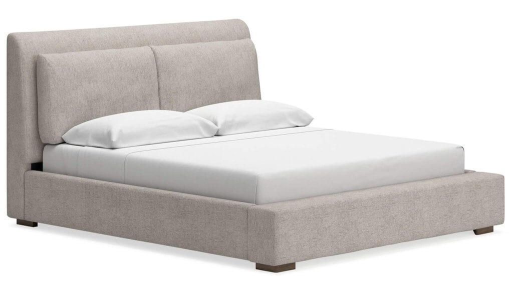 布張りのモダンなベッドフレーム