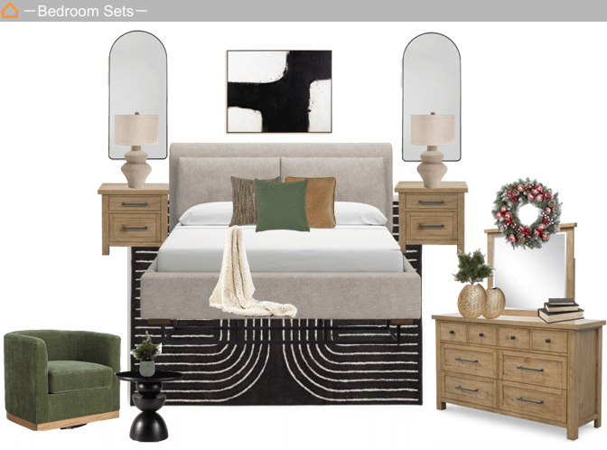 ノスタルジックム―ドのベッドルームコーディネート