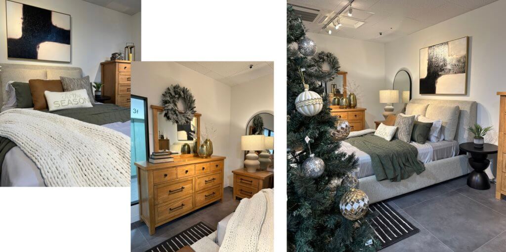 ノスタルジックムードのベッドルームのコーディネート